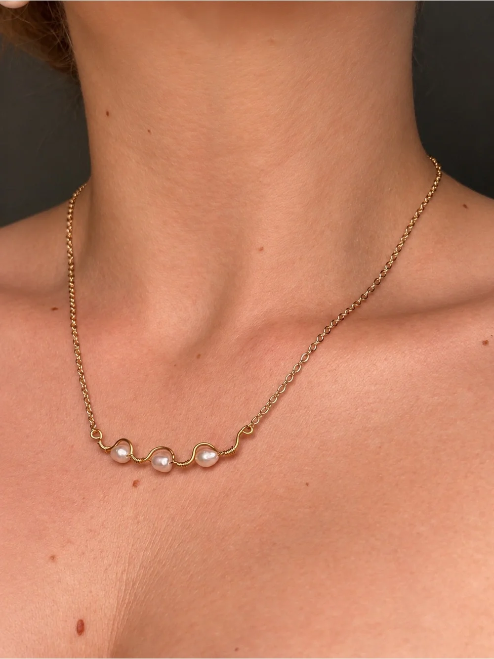 Handmade Freshwater Pearl Necklace & Bracelet Set – 14K Gold Filled